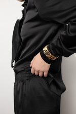 Брюки из обнимающего шелка в черном