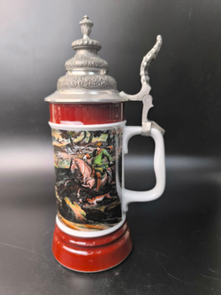 Кружка пивная (керамика с оловянной крышкой) Германия
