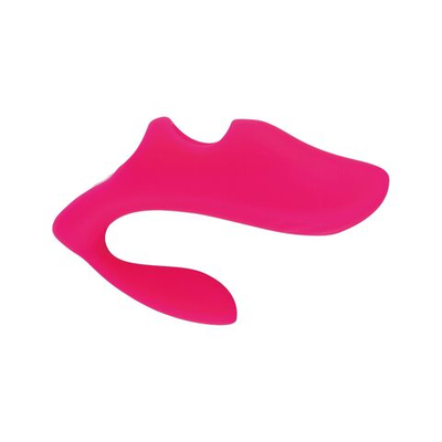 Розовая вибронасадка на палец с дополнительным отростком (Цвет: розовый)