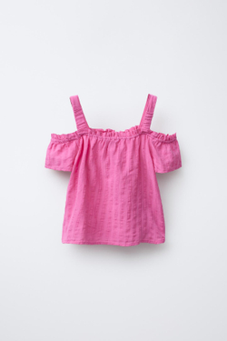 ZARA ТОП С ОТКРЫТЫМИ ПЛЕЧАМИ, ТЕМНАЯ ФУКСИЯ