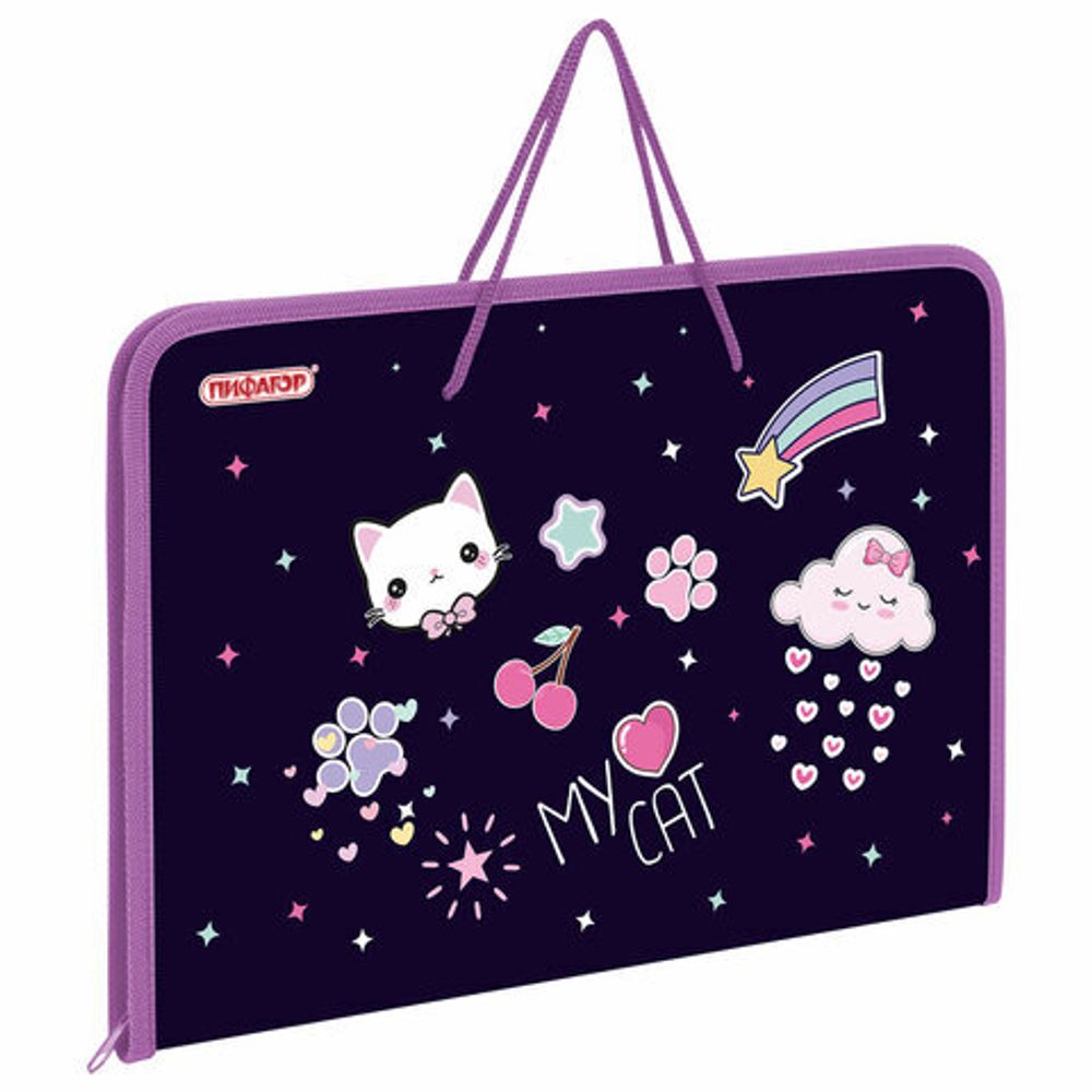 Папка для труда на молнии с ручками ПИФАГОР А4, 1 отделение, пластик, органайзер, "Leapfrog", 273388