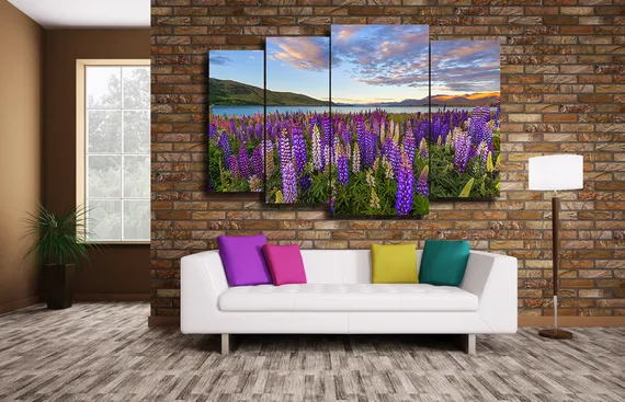 Модульная картина "Люпины в горах"