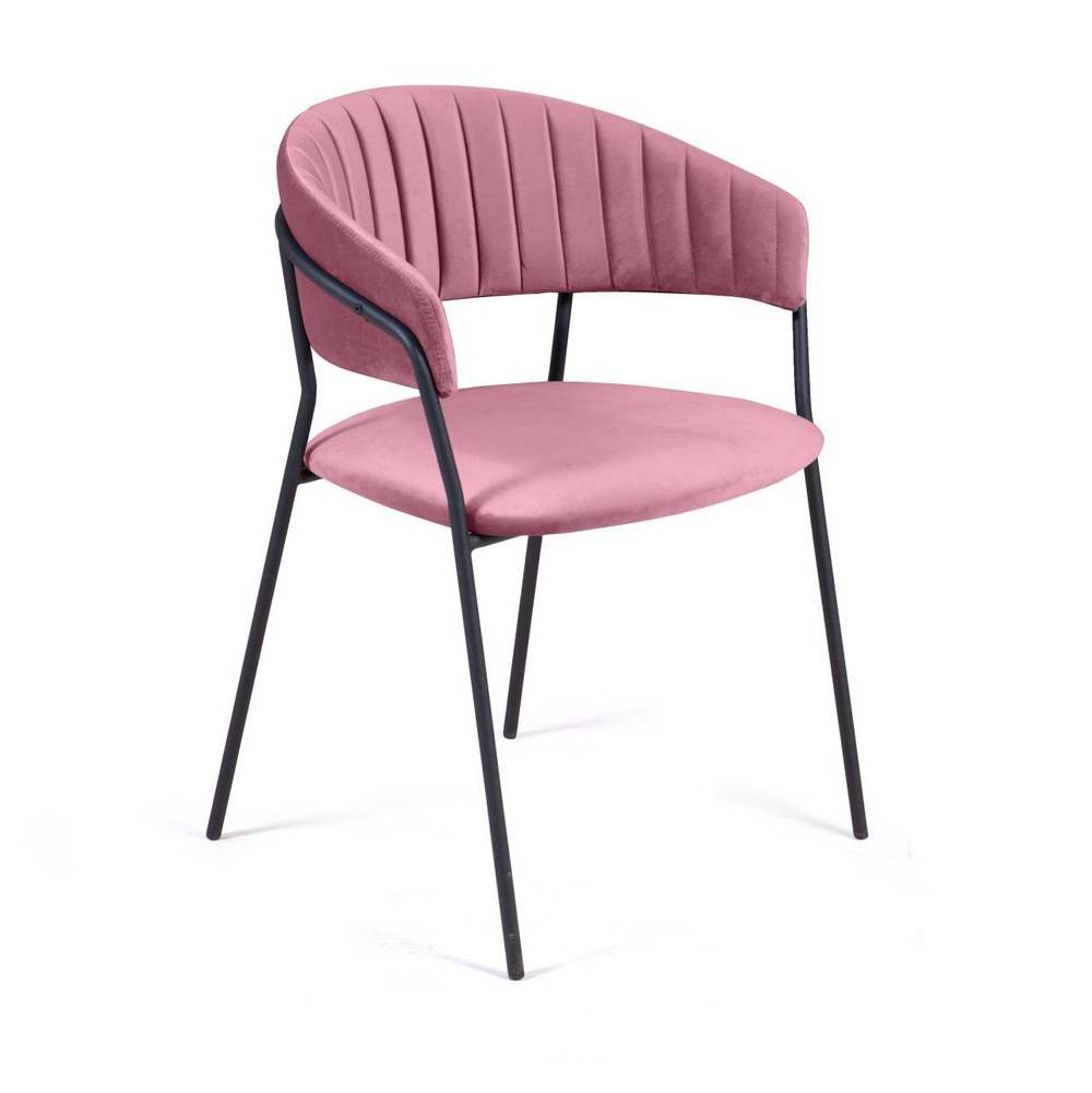 Стул Kelly с подлокотниками, бархат пудровый 15