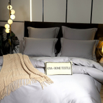 Комплект постельного белья Однотонный Сатин Премиум широкий кант на резинке OCPKR028