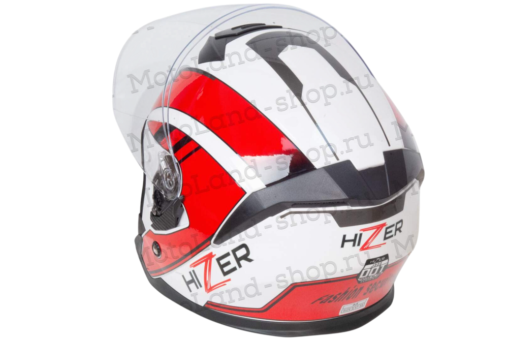 Шлем мото открытый HIZER J222 №1 (M) white/red (2 визора)