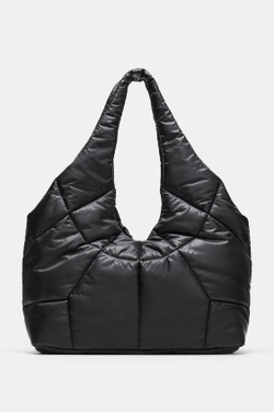 ZARA ШОПЕР С ЭФФЕКТОМ СТЕГАНОГО МАТЕРИАЛА, ЧЕРНЫЙ