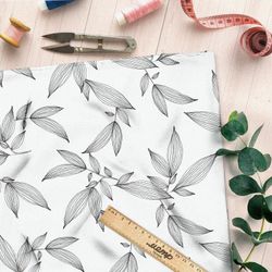 Ткань оксфорд 210 серые выразительные листья