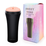 Телесный мастурбатор-вагина Sweet Time в черной колбе (Цвет: телесный с черным)