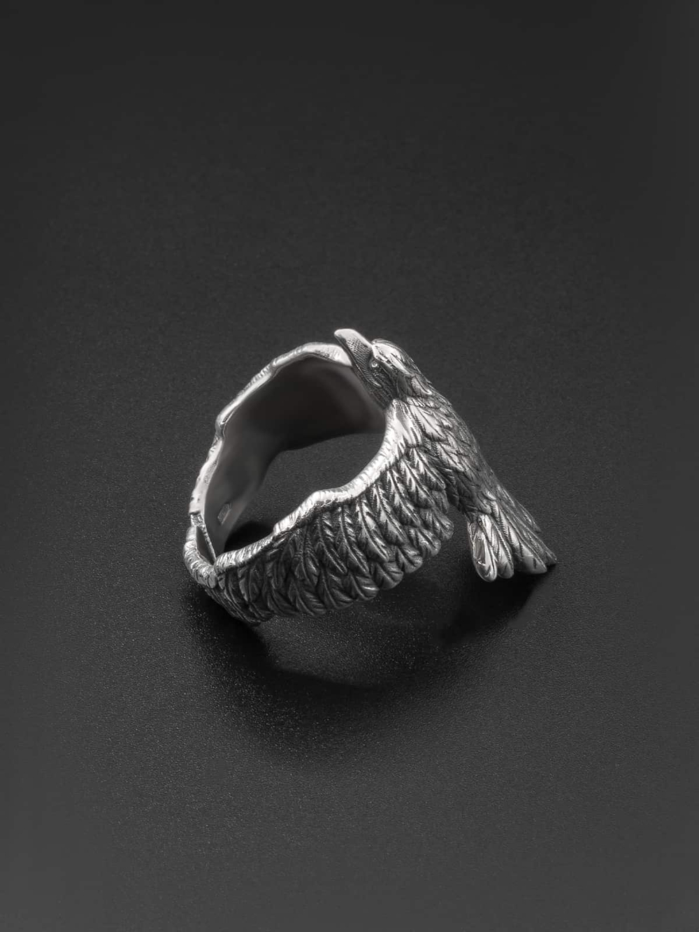 Ворон — кольцо из серебра