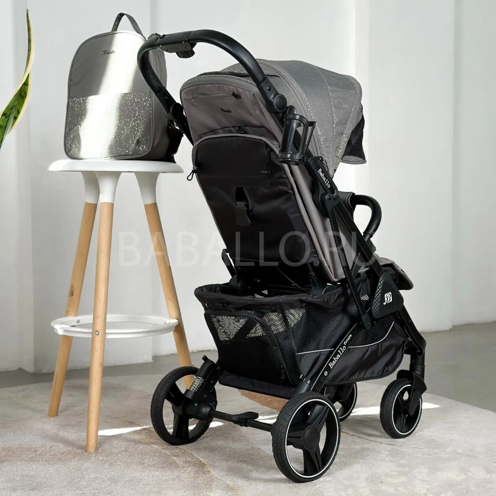 Коляска прогулочная Babalo 2024 Снег текстиль на черной раме