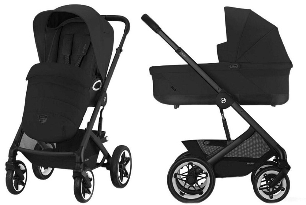 Коляска Cybex Talos S Lux BLK complete Aton B2 Dynamic Red Base One 4 в 1 Moon Black с дождевиками
