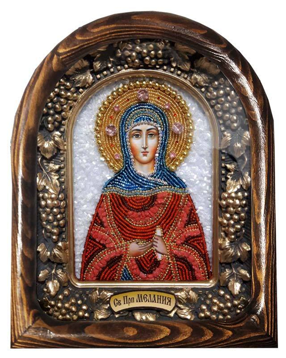 Дивеевская икона святая преподобная Мелания, печать, коралл и бисер