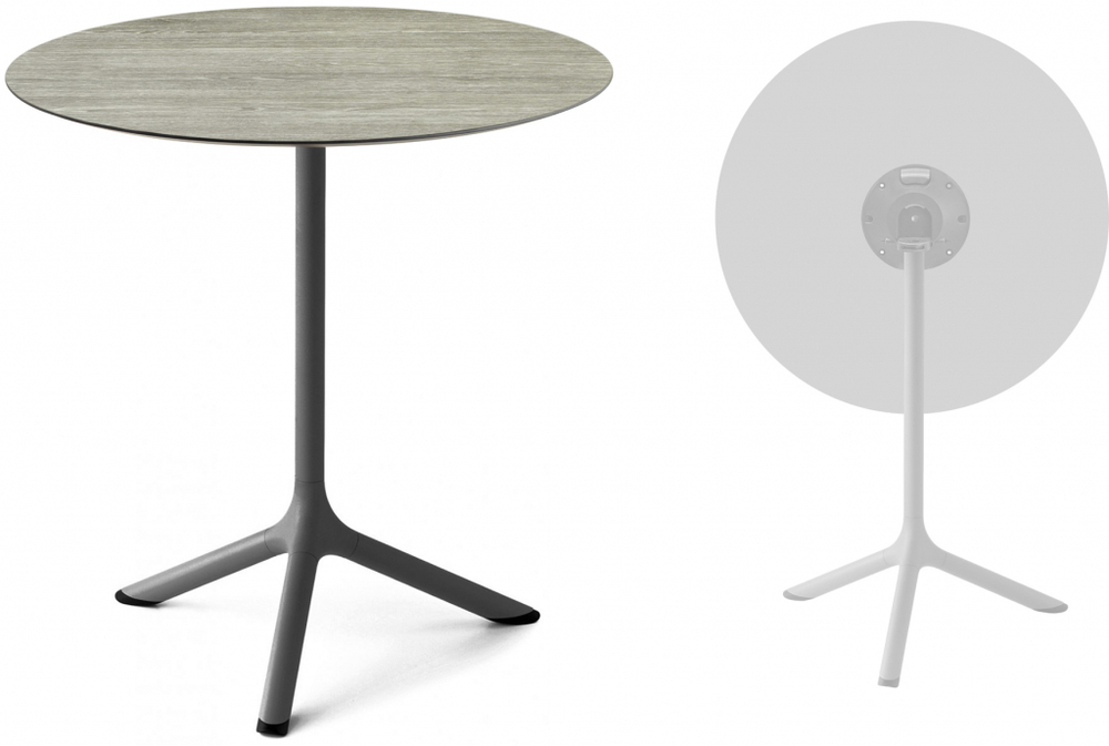 Стол ламинированный обеденный складной Scab Design Tripe Folding, антрацит, состаренный серый дуб