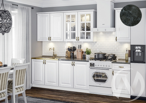 Кухня Престиж 2;0/900м (белый/браш вайт/кастилло темный) Компоновка №3
