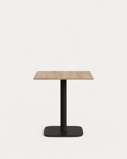 Dina Стол из меламина с ореховой отделкой и металлической черной ножкой 70 x 70 x 70 см