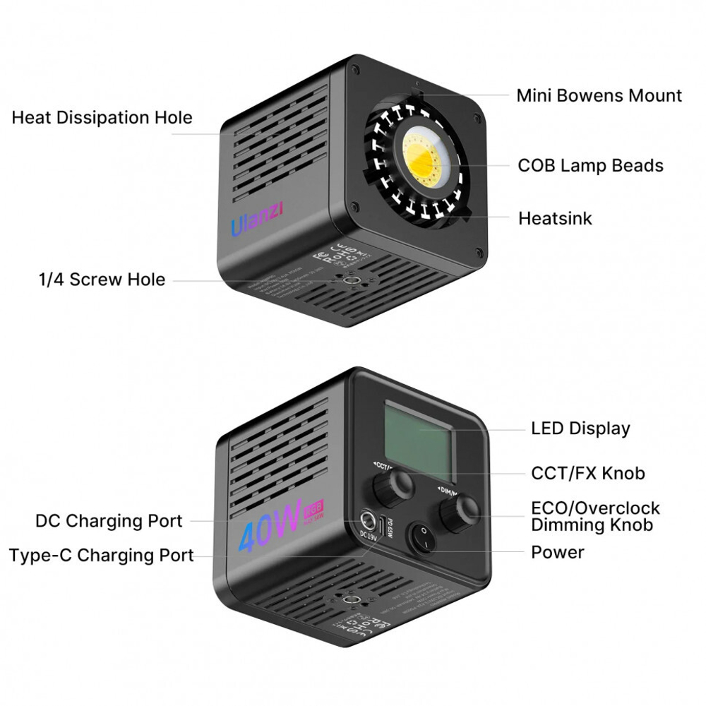 Осветитель Ulanzi L024 40W RGB COB 40Вт + адаптер питания