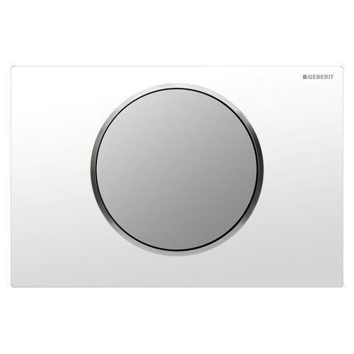 Смывная клавиша GEBERIT Sigma 10 115.758.KL.5 Цвет: рамка - белый, обод кнопки, кнопка  - матовый хром.