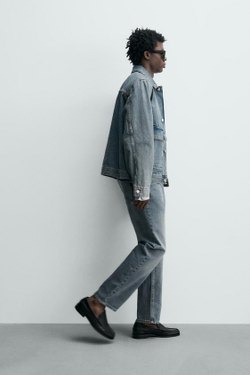 ZARA ДЖИНСЫ REGULAR FIT, ПАСТЕЛЬНО-СИНИЙ