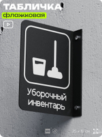 Табличка Уборочный инвентарь флажковая на стену, двусторонняя с крепежом, 19 х 25 см, для офиса, кафе, отеля, серия COSMO, Айдентика Технолоджи