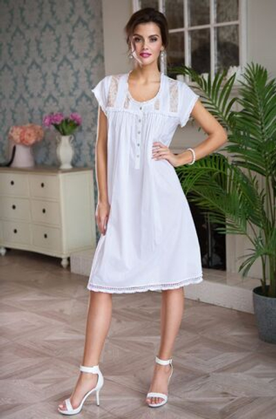 Сорочка свободного силуэта Helene (Размер: XL) (Цвет: белый с золотистым)