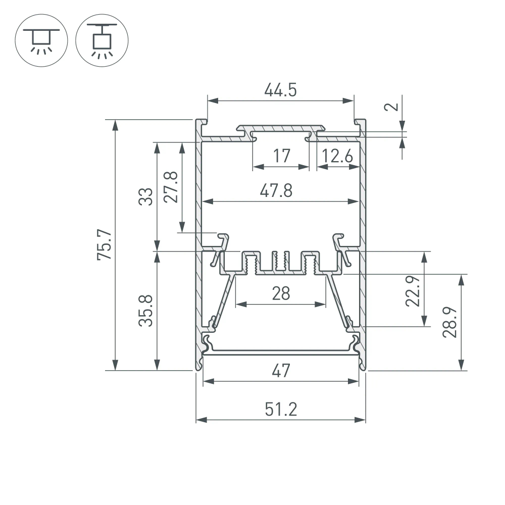 Профиль LINE-5075-HONEYCOMB-2000 BLACK (Arlight, Алюминий) 044874