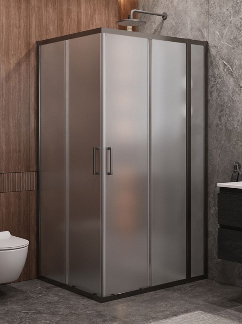 Душевой уголок Cezares MOLVENO-AH-21-90+20-P-GM, 110х90х195, профиль оружейная сталь, стекло Punto матовое
