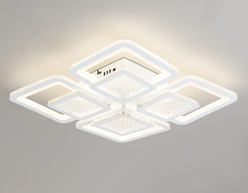 Светильник потолочный светодиодный с пультом FA4283/4+4 WH белый 100W 3000K+6400K/4200K/6400K+3000K 435*435*70 (ПДУ ИК)