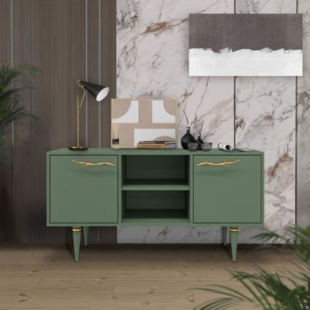 Тумба под ТВ Арт Колор matte 117см Классик Сильвер Зеленый нефрит матовый