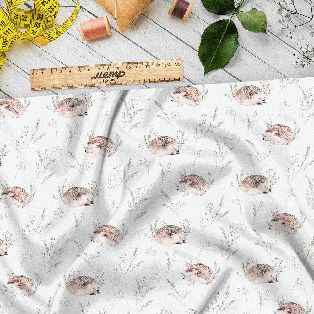 Ткань габардин акварельный ёжик