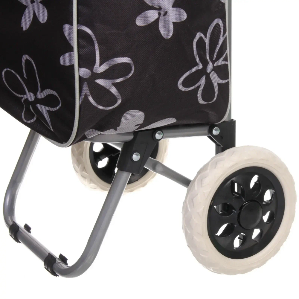 Тележка хозяйственная с сумкой (93*30*34см, колеса 16см,грузоподъемность до 30 кг) Черная