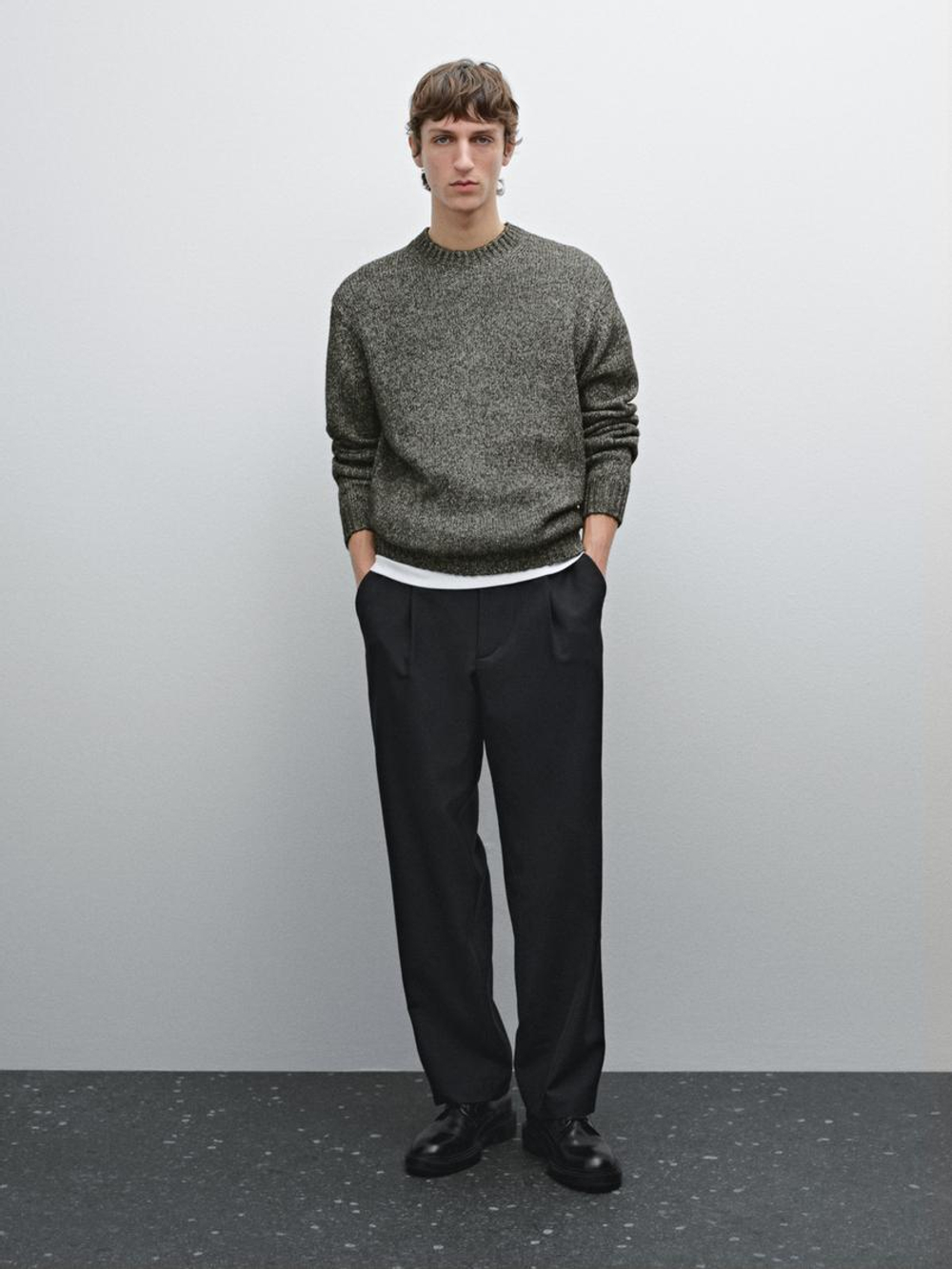 Massimo Dutti Меланжевый свитер из смесового хлопка, маренго