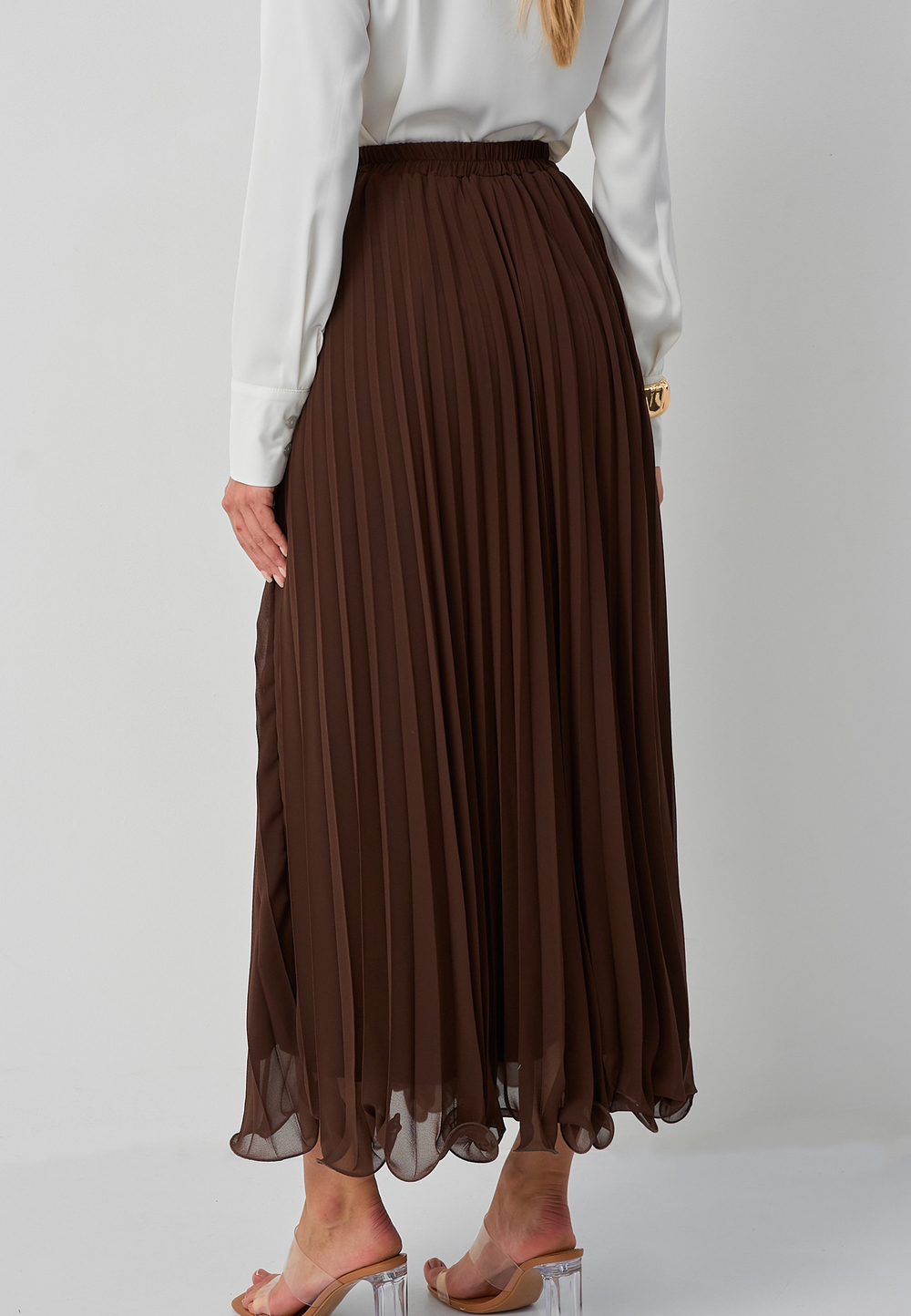 Юбка плиссе макси 100 коричневая