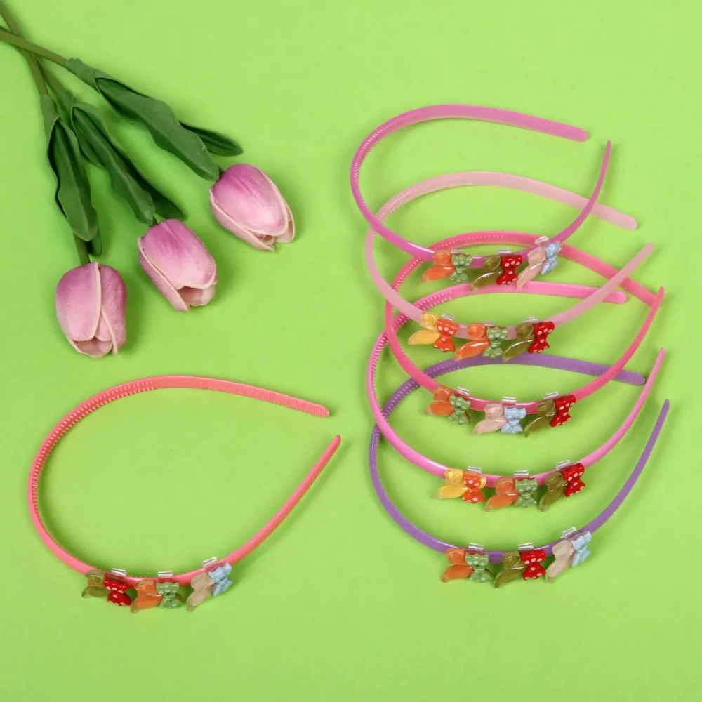 Ободок для волос детский на блистере «MiMi Boom - Ушки», микс 6 цветов, 0,5см