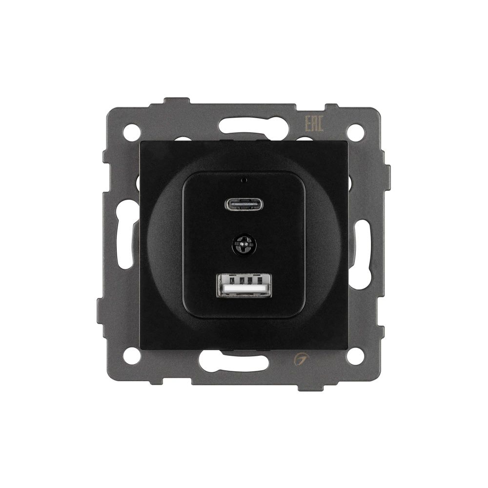 Механизм USB розетки SCT-MUAC-PL-BK-V (5V, 3A, QC4) (Arlight, -) 049838