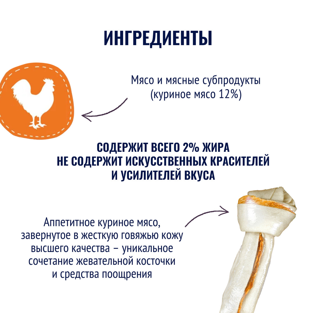 8in1 DELIGHTS M косточка с куриным мясом для средних и крупных собак 14,5 см