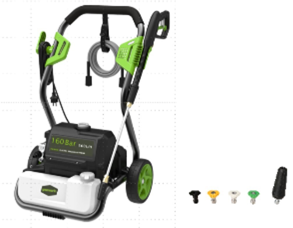 Мойка высокого давления электрическая Greenworks Арт. 5106807, 2800 Вт, 160 бар