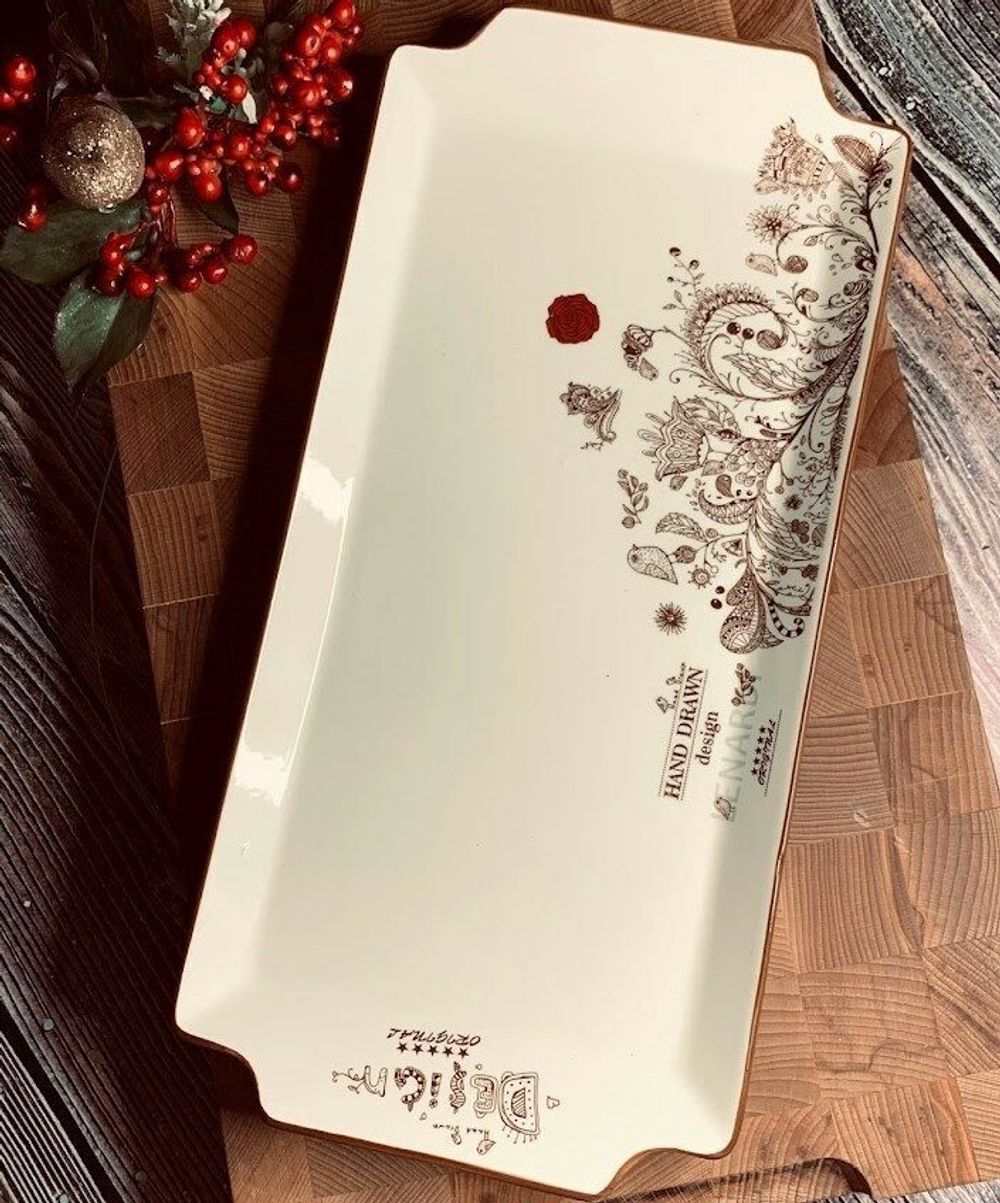 Lenardi 110383 Прямоугольное блюдо 37,5х18х2 см ПТИЧИЙ ДВОРИК в под.уп.(х24)