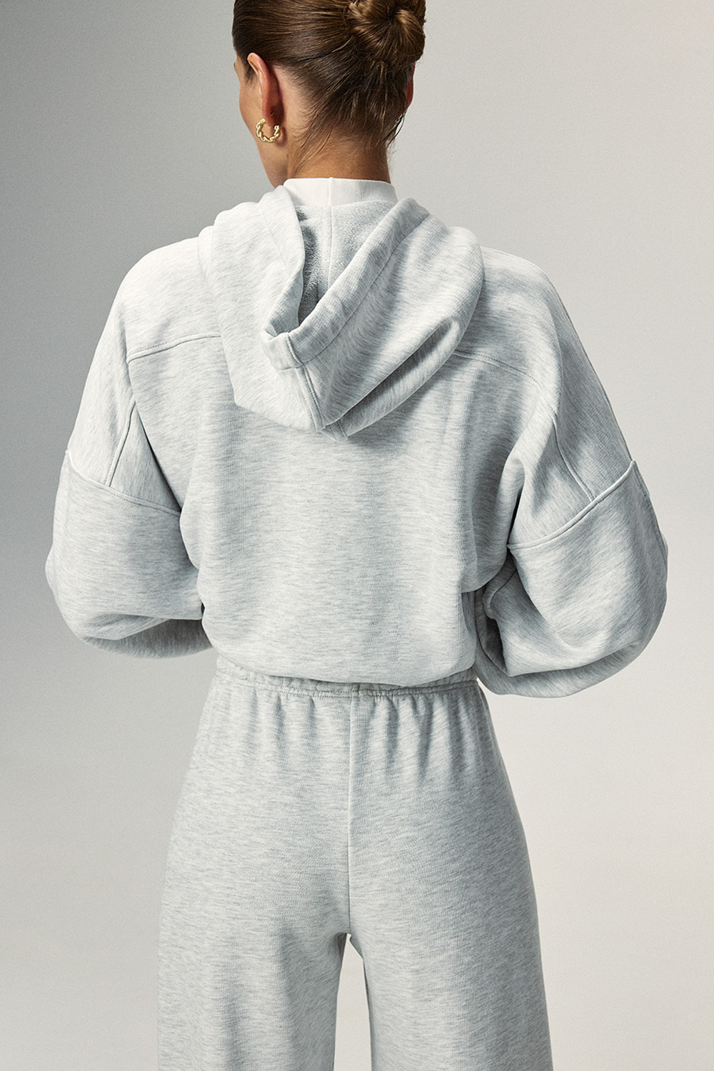 Толстовка с рельефными швами Светло-серый меланж