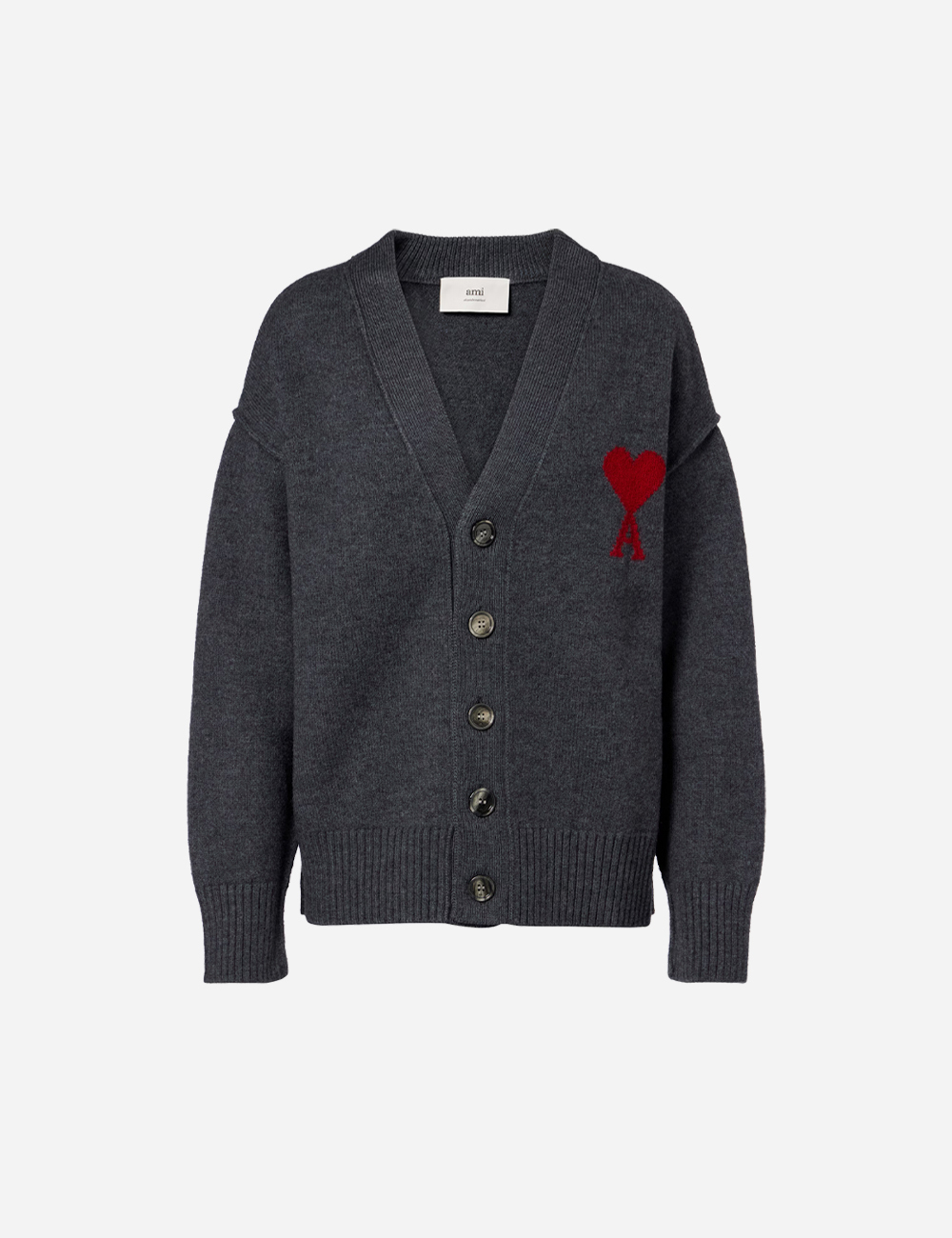 AMI PARIS Wool Cardigan "Grey"