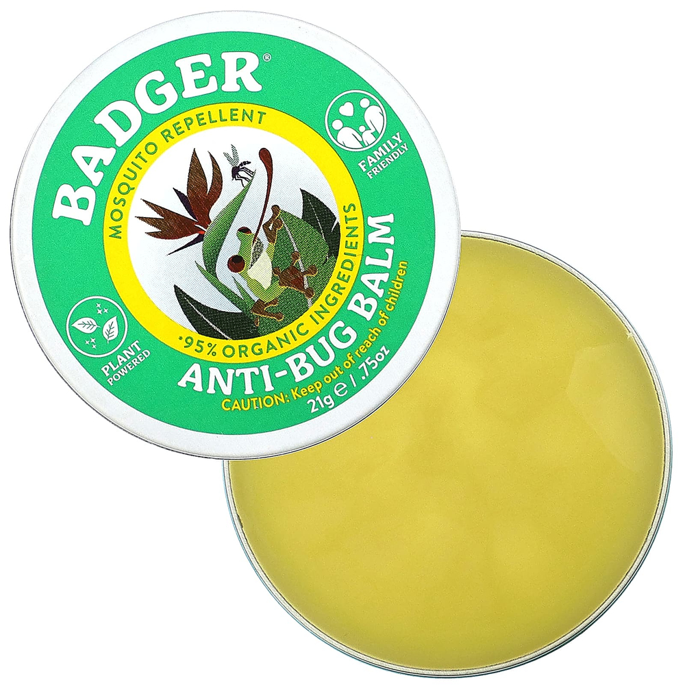Badger, Бальзам для защиты от насекомых с цитронеллой и розмарином, 21 г (0,75 унции)