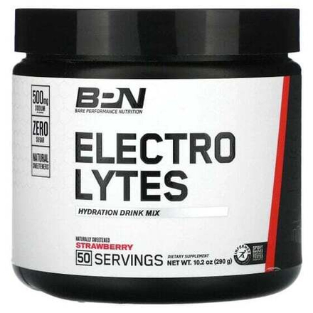 Электролиты Bare Performance Nutrition, Electrolytes, смесь для увлажняющих напитков, клубника, 290 г (10,2 унции)