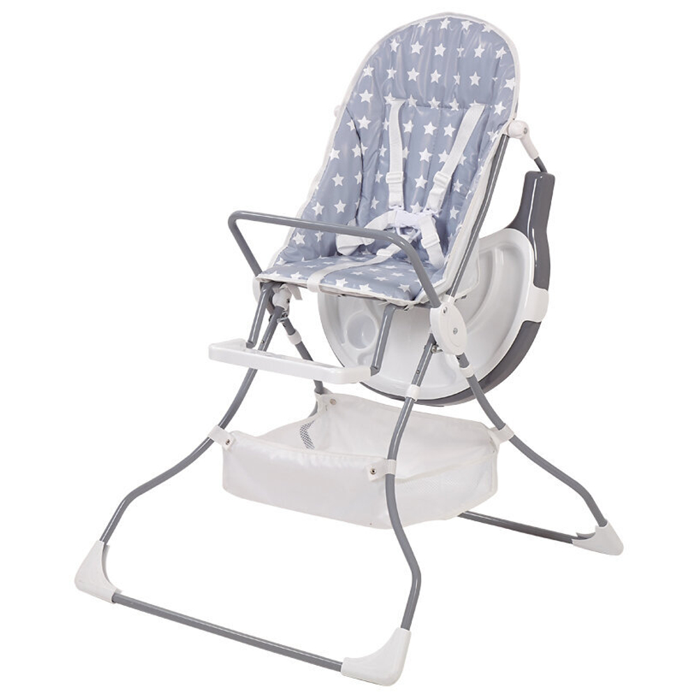 Стульчик для кормления Polini kids 252 Звезды, серый-белый 0002135-16