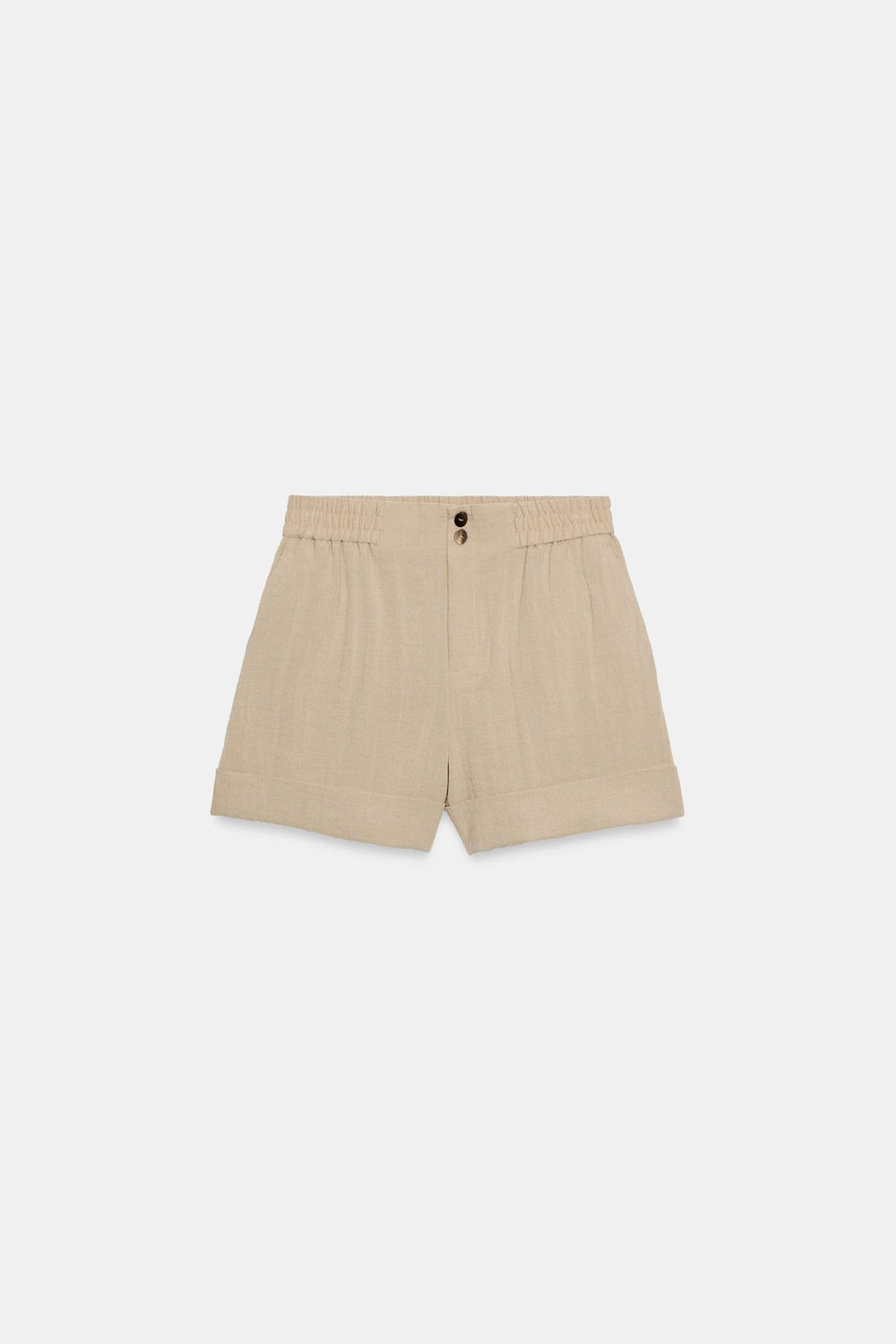 ZARA ШОРТЫ С ОТВОРОТАМИ, ПЕСОЧНЫЙ