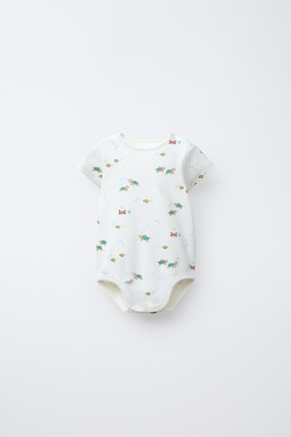 ZARA КОМПЛЕКТ ИЗ КАРДИГАНА И БОДИ С АЖУРНЫМ УЗОРОМ И ПРИНТОМ «МОРЕ», ЖЕЛТОВАТО-БЕЛЫЙ