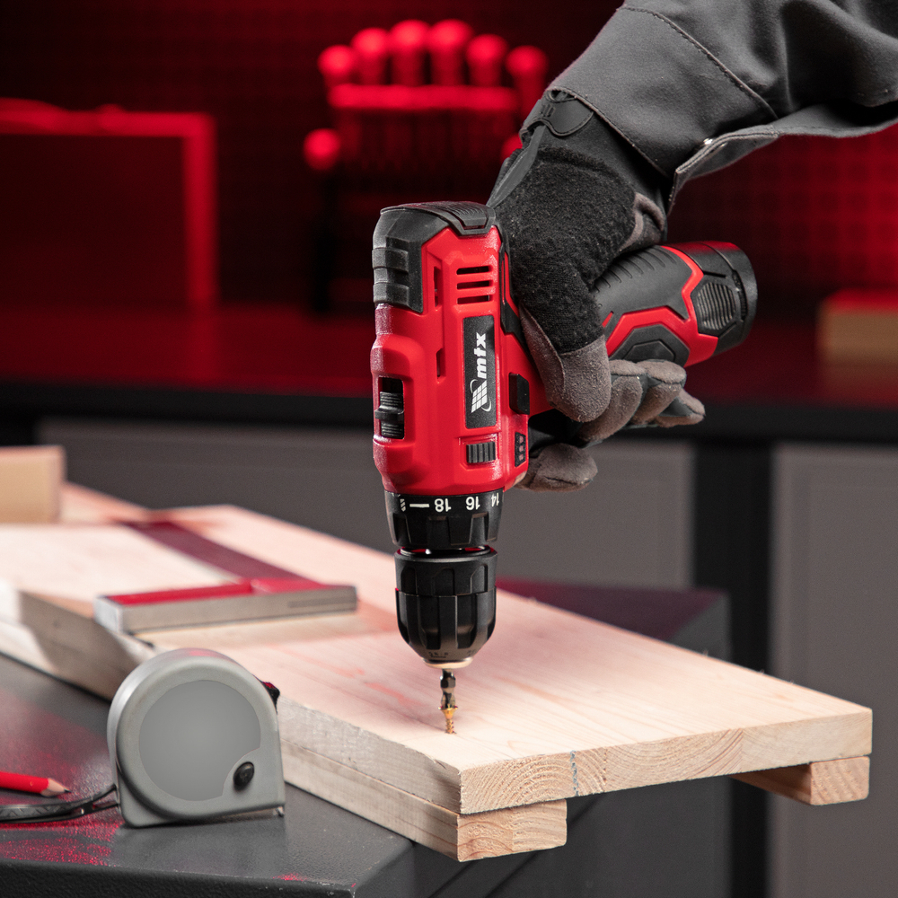 Дрель-шуруповерт аккумуляторная MCDL-12-02P, Li-Ion, 12 В, 2 акк. MTX