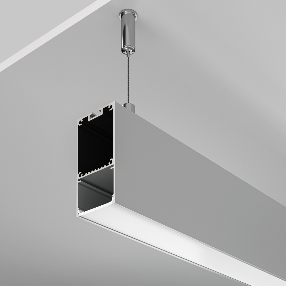 Алюминиевый профиль Maytoni накладной-подвесной 35×66 (Серебро, 2 м) , ALM-3566-S-2M