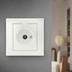 Розетка Intro Plano 1-301-06 TV одиночная, IP20, СУ, перламутр | Intro Plano