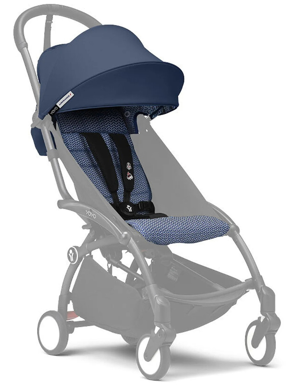 Коляска прогулочная Stokke YOYO3 рама чёрная Black Air France Blue