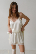 Шорты шелк с кружевом (шампань)