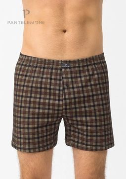 Трусы мужские семейные для больших мужчин Pantelemone PMBB-406, клетка бежевая/оранжевая